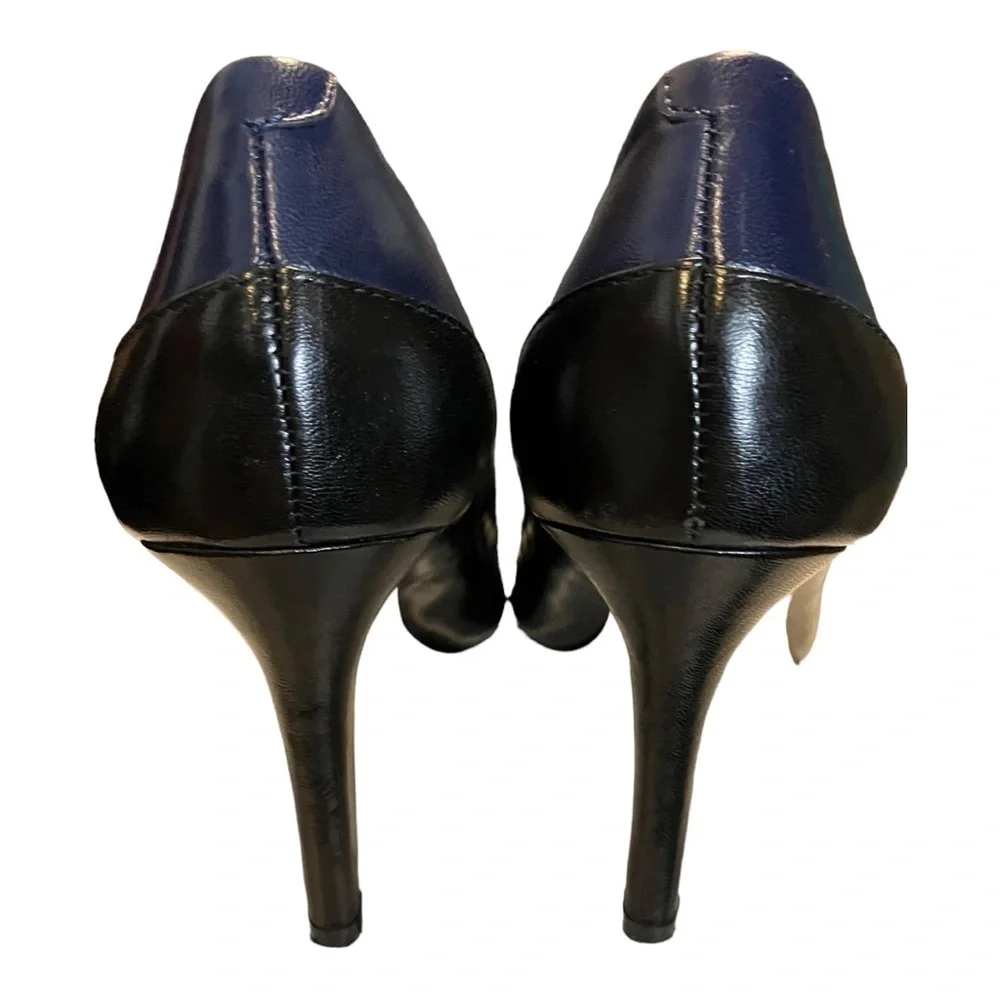 Ann Taylor Two-Tone Pumps Dark Blue Black Pointed Toe 6.5 - Picture 8 of 10